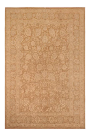 1990s 1990s Bohemian Sun Faded Brown/Beige Hand Knotted Wool Rug - 10'1" X 13'8"