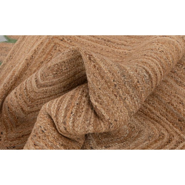 Olive Green Scallop Edge Jute Rug 3x12 Ft. For Sale - Image 6 of 13