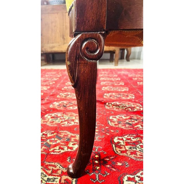 French Carved Wooden Armchair with Yellow Velvet, France, 1820 For Sale - Image 9 of 13