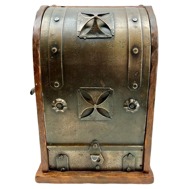 Arts & Crafts Wine Box with Decorative Metal Work, 1920s For Sale
