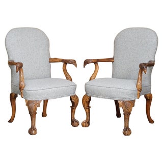 Set of Eagle Armed Claw & Ball Feet Throne Armchairs For Sale