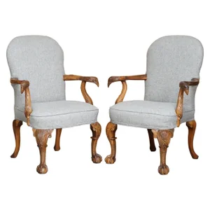 Set of Eagle Armed Claw & Ball Feet Throne Armchairs
