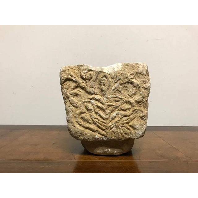 Cypriot Byzantine Limestone Mortar with Craved Abstract Decoration For Sale In New York - Image 6 of 12