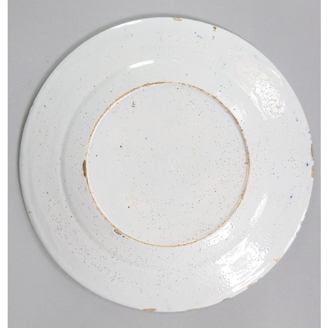 18th Century Antique 18th Century Delft Dutch Chinoiserie Floral Plate For Sale - Image 5 of 6