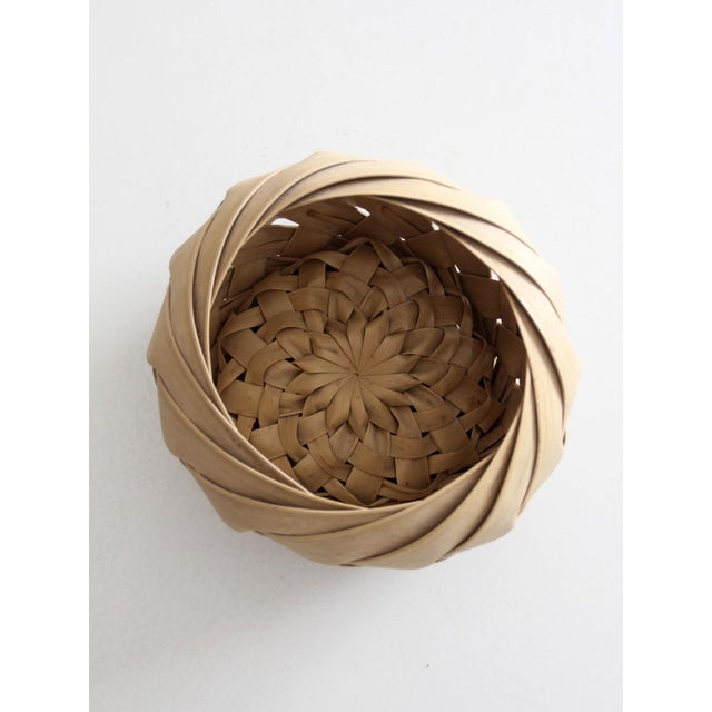 Wood Vintage Palm Frond Basket Bowl For Sale - Image 7 of 7