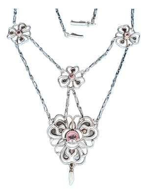 Liberty Jessie King Paste & Pearl Drop Necklace, C. 1900