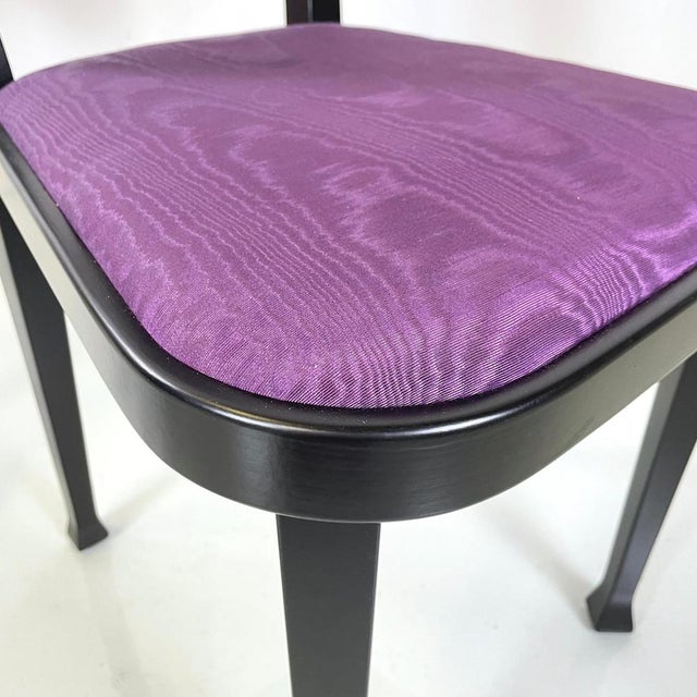 Austrian Modern Chairs 414 in Black Wood & Purple Fabric attributed to Kammerer Thonet, 1990s, Set of 3 For Sale - Image 11 of 18