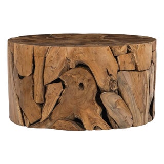 Organic Modern Teak Fragment Round Coffee Table For Sale