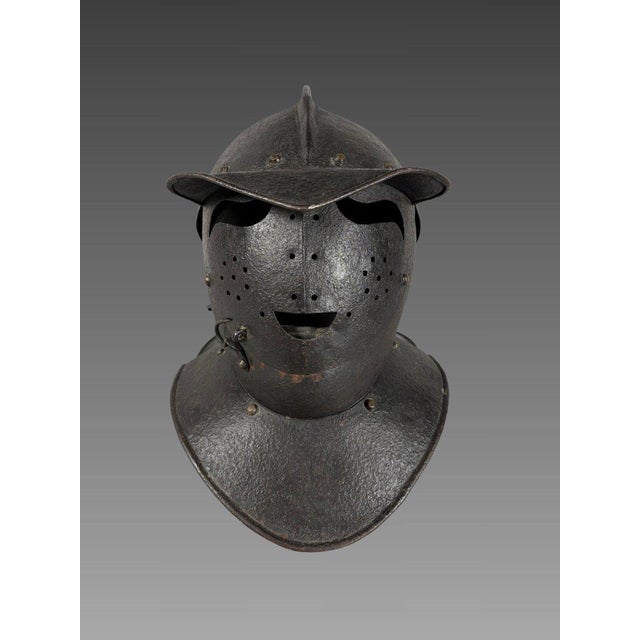 16th-century wrought iron "Savoyard" helmet For Sale - Image 10 of 11