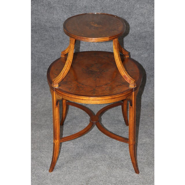 Mid 20th Century 19th C Edward and Roberts Style 2 Tier Style Inlaid Desert Table For Sale - Image 5 of 16