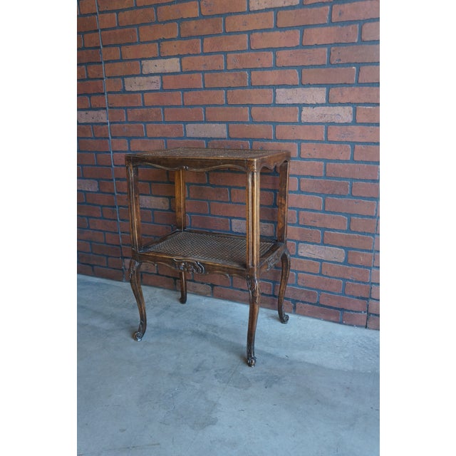 Antique French Carved Walnut Cane End Table For Sale - Image 9 of 9