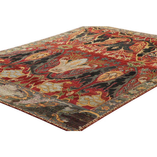Rug & Kilim Rug & Kilim’s Persian Style Rug in Red, Gold, and Black With Floral Patterns For Sale - Image 4 of 7