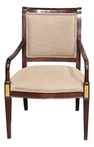 Late 20th Century Hickory Chair Sheraton Style Arm Chair Mahogany Frame with Burl Maple Inlays