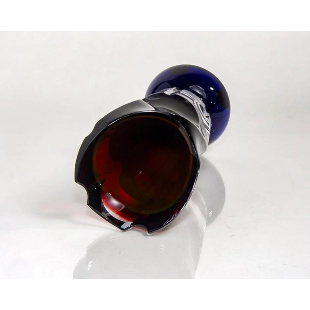 Glass 1930s Art Deco Ruby Red Faceted Glass Vase For Sale - Image 7 of 11