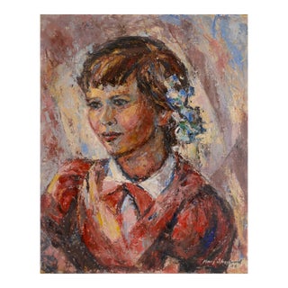 Mid Century Fauvist Portrait of a Girl by Mary Sheppard For Sale