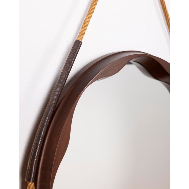 Mid-Century Modern Vintage Italian Wall Mirror in Shaped Wood, 1970s For Sale - Image 3 of 10