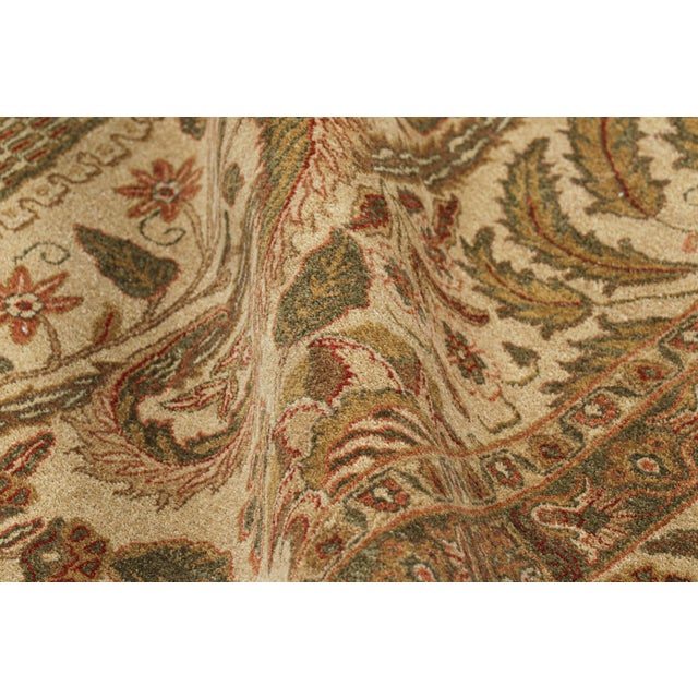 Textile Rug & Kilim's Oversized Persian Tabriz Style Rug in Gold-Green Floral Patterns For Sale - Image 7 of 8