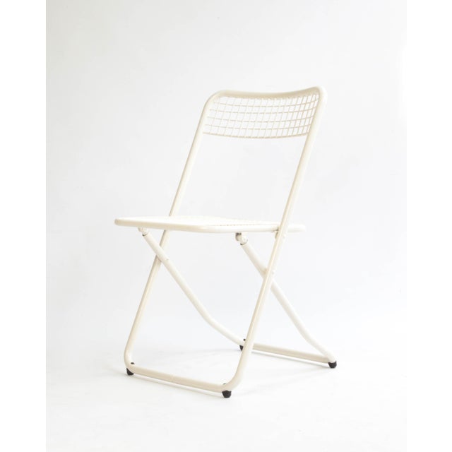 New Cream White Metal Folding Chair For Sale - Image 13 of 13