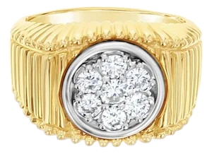 Men's Diamond Cluster Ring .75cttw 14k Yellow Gold, Size 11