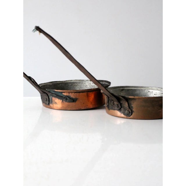 Antique Copper Saute Pans Pair For Sale - Image 10 of 13