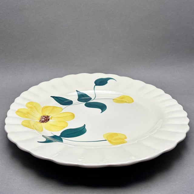 1940s Vintage Blue Ridge Southern Potteries “Ridge Daisy Yellow Flower” Oval Platter For Sale - Image 5 of 8