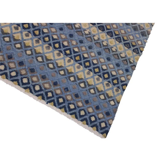 1990s Boho Chic Moroccan High-Low Pile Lt. Blue Wool Rug - 8'4" X 10'1" For Sale - Image 4 of 8