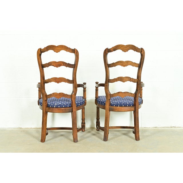 Century Furniture French Country Carved Solid Oak Ladder Back Dining Chairs, Set of Six For Sale - Image 11 of 13