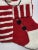 Vintage Thick Hook & Loop Snowman Christmas Stocking Red & White Polka Dots & Stripes For Sale - Image 4 of 6