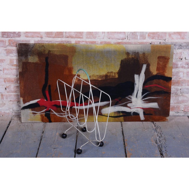 Mid-Century Czech Magazine Stand in Painted Metal, 1950s For Sale - Image 4 of 7