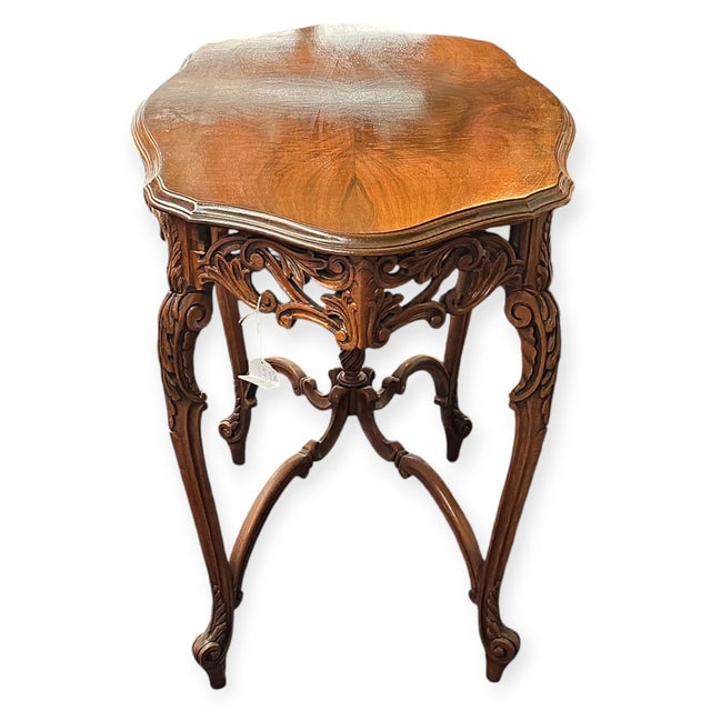 French Antique Louis XV Provincial Style Carved Walnut Gueridon Table - Restored For Sale - Image 3 of 9