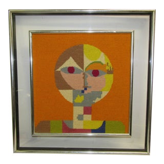Paul Klee Inspired Abstract Portrait Needlepoint Art For Sale