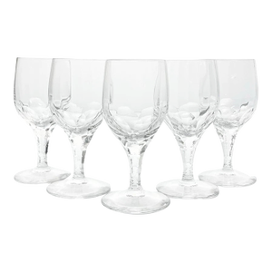 1940s Tiffin-Franciscan “Dewey” Set of 5 Crystal Water or Wine Glasses