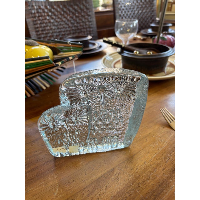 Blenko Vintage Mid-Century Modern Clear Art Glass Owl Family Figurine For Sale - Image 4 of 5
