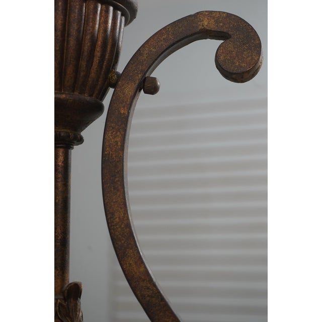 Italian Style Metal Chandelier W. Frosted Shade For Sale - Image 4 of 11