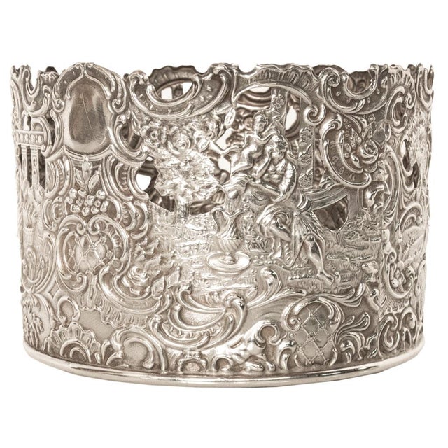 Antique American Sterling Silver Wine Bottle Decanter Coaster Cuff New York 1915 For Sale - Image 12 of 17