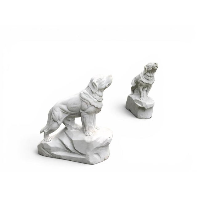 Italian Artist, Large Dog Sculptures, 1980, White Marble, Set of 2 For Sale - Image 6 of 9