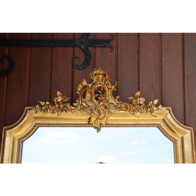 Large Louis XV Style Gilded Mirror, 1900 For Sale - Image 6 of 11
