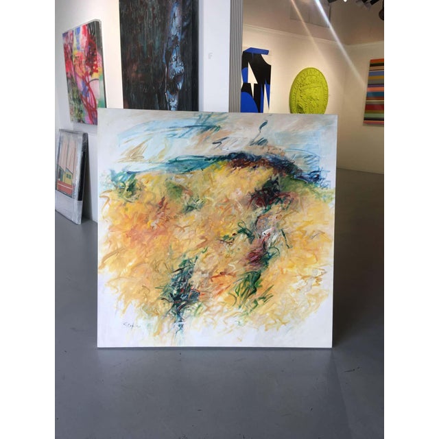 Mary Lou Seifker Mary Lou Siefker Acrylic Painting on Canvas Titled: Frenzy in Yellow For Sale - Image 4 of 9