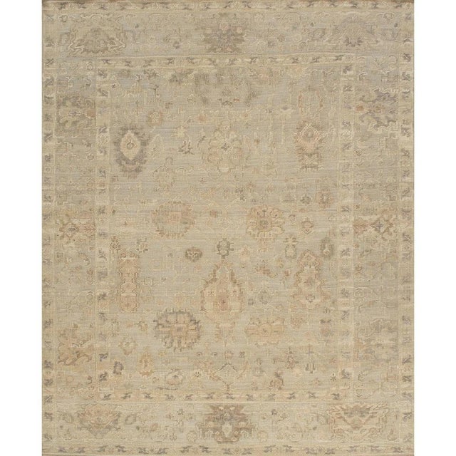 Oushak Wool Blue Area Rug, 12' 2'' X 14'10'' For Sale In New York - Image 6 of 6