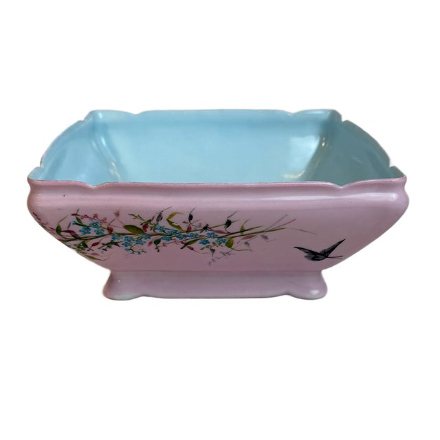 Antique French Floral & Butterfly Pink & Robbins Egg Limoges Porcelain ...