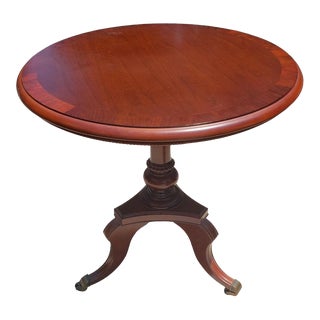 20th Century Tripod Pedestal Mahogany Tea Table Side Table on Wheels For Sale