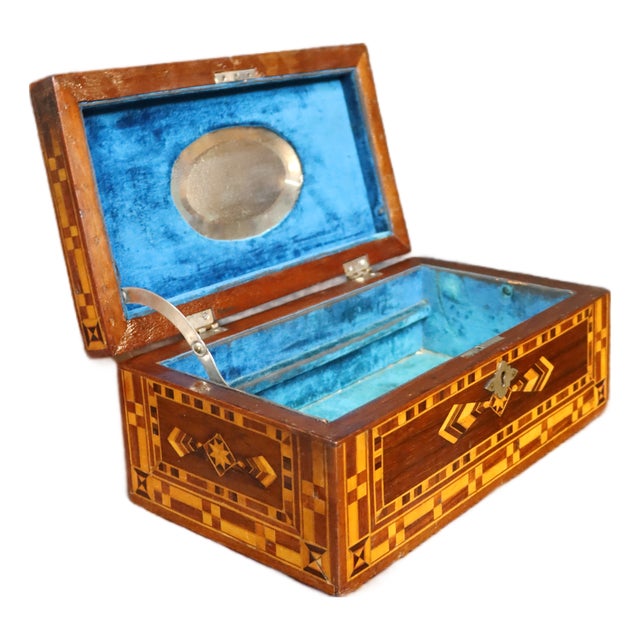 Victorian Marquetry Jewelry Box in Mahogany, Rosewood & Satinwood For Sale