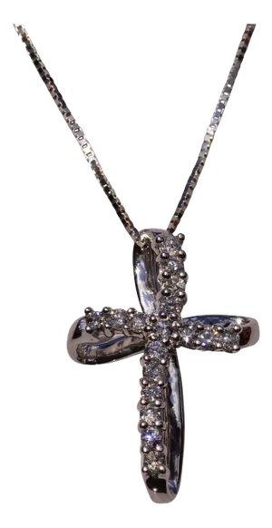 The 142nd Street: White Gold and Diamond Cross Pendant