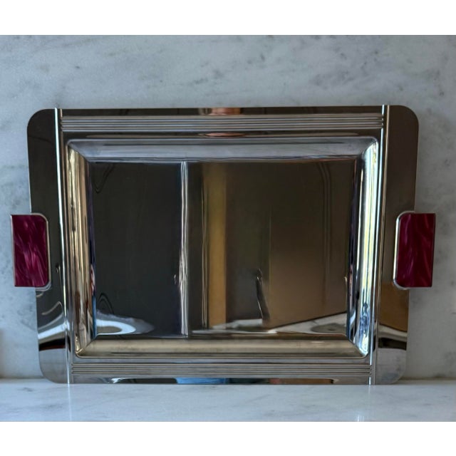 Art Deco Vintage French Art Deco Serving Tray by Jean Couzon For Sale - Image 3 of 11