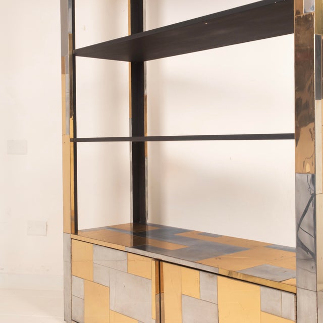 Cityscape Brass and Stainless Steel Bookcase by Paul Evans, 1971 For Sale - Image 12 of 18