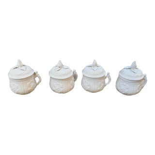 Mottahedeh Museum Reproductions “Musée Des Arts” Pot De Crème Cups + Lids, Set of Four For Sale