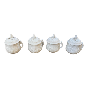 Mottahedeh Museum Reproductions “Musée Des Arts” Pot De Crème Cups + Lids, Set of Four
