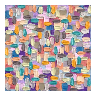 Puff - Original Glittered Textured Impasto Abstract Acrylic Painting For Sale
