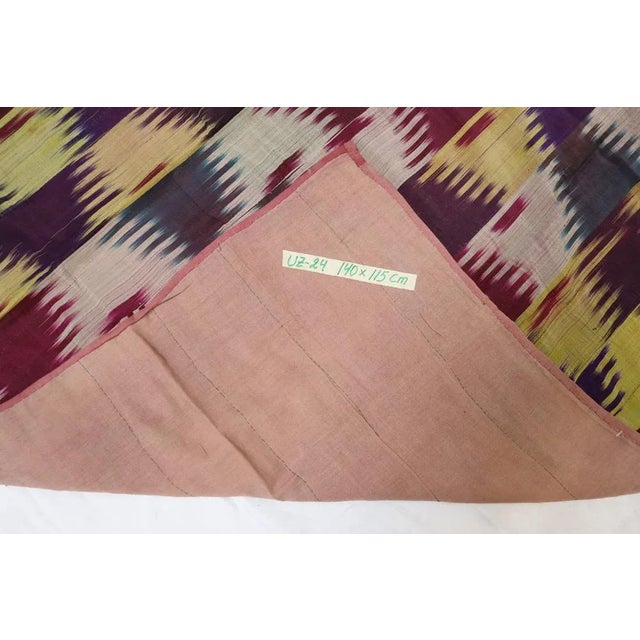 Vintage Uzbek Tribal Silk Ikat Wall Hanging, 1920s For Sale - Image 12 of 13