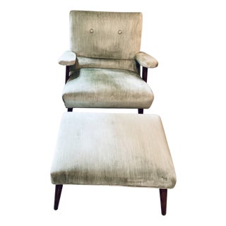 MCM Attributed to Lawrence Peabody Lounge Chair and Ottoman For Sale